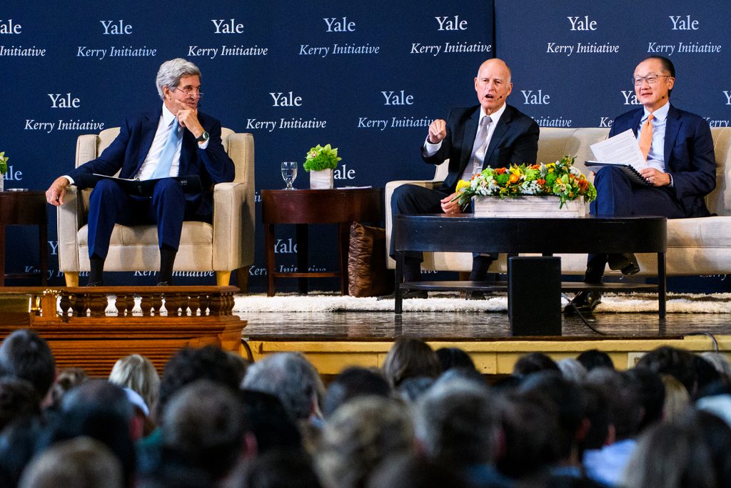 Yale Climate Conference, John Kerry with Jerry Brown and Jim Kim