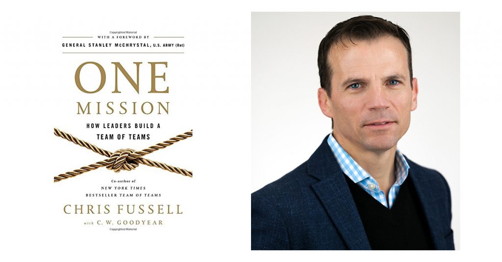 Chris Fusell headshot and cover of his book, One Mission