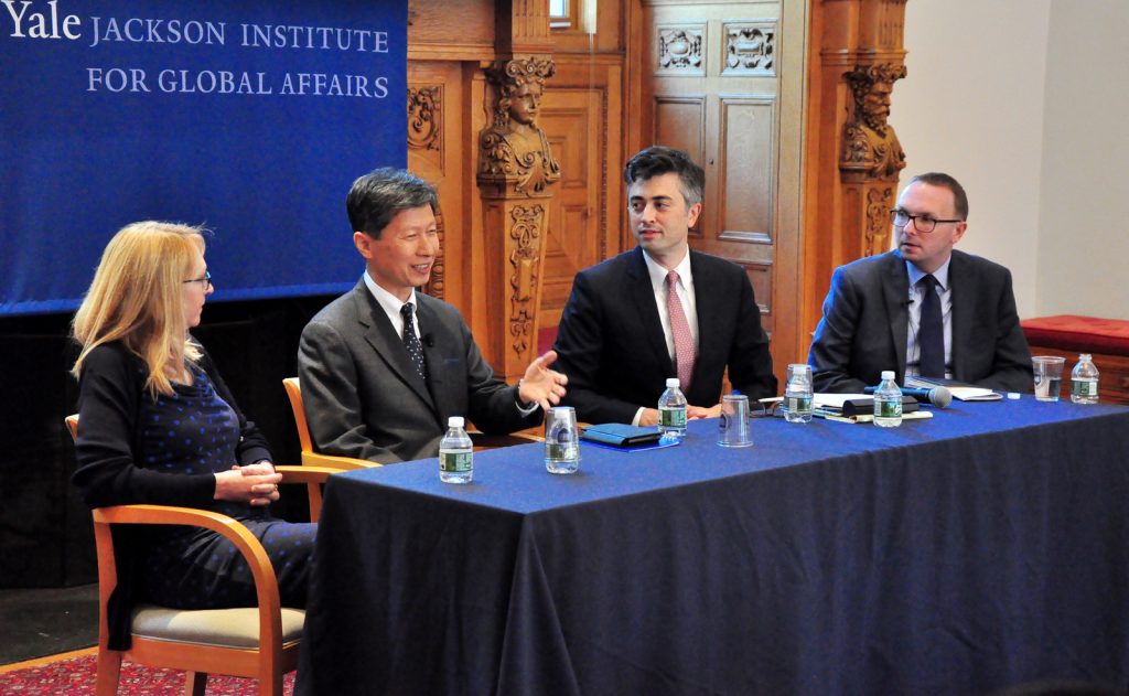 "Revisiting East Asian Security" panel 2 with Tomohisa Takei, Nicholas Szechenyi, Frances Rosenbluth, and Daniel Mattingly